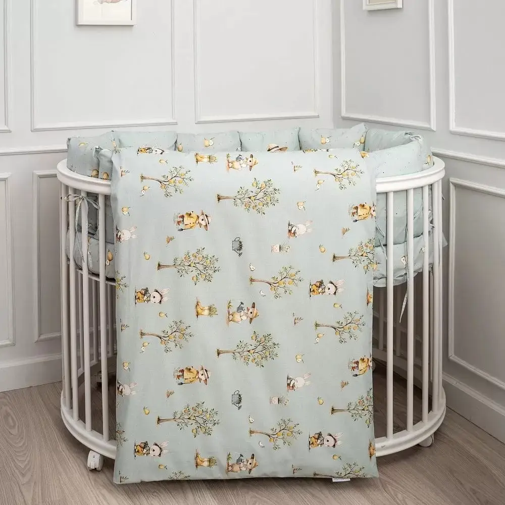 Комплект 6 предметов для овальной и прямоугольной кроватки Lappetti village, голубой