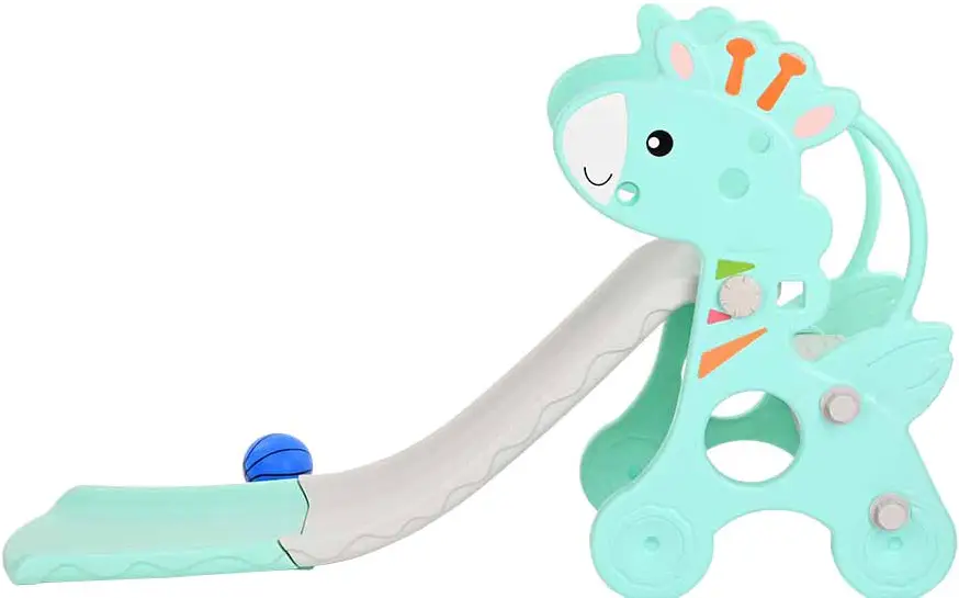 Горка Жирафик с баскетбольным кольцом, зелёная