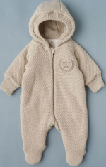Фотография товара Комбинезон Little Star вязаный на молнии утепленный "Герб", экрю, р.68 