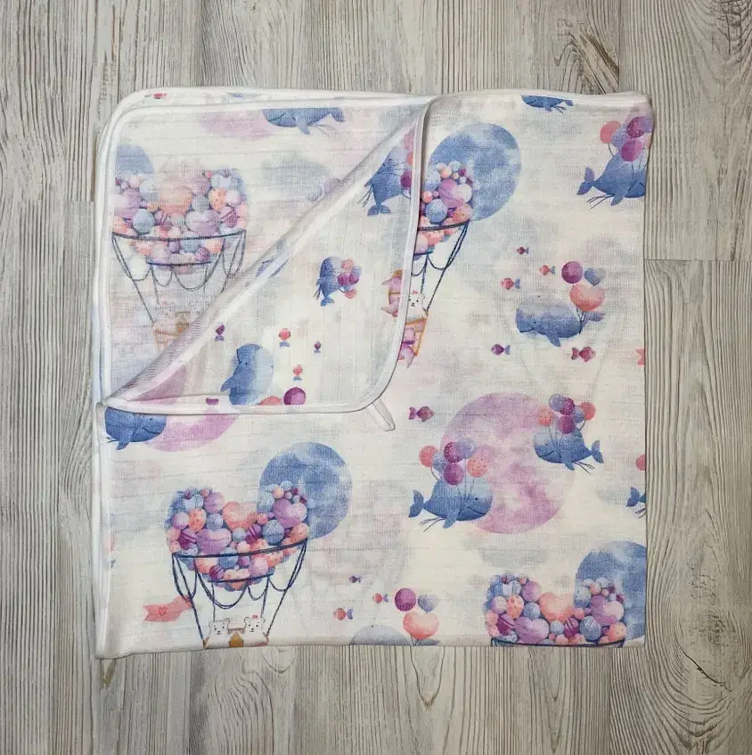 Плед-полотенце RinaAmari двустороний муслиновый с уголком 4-х слойный Китята