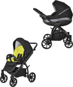 Коляска 2 в 1 Tutis Nanni короб, прогулка, графит металлик, кожа