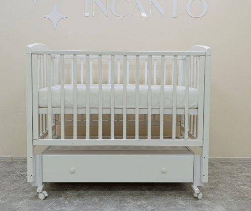 DUZA Кроватка Incanto DARSI м/универсальный, а/стенка, колеса, ящик, цвет белый