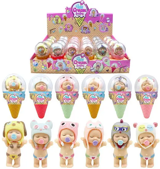 Пупс-куколка Junfa в рожке, серия Мороженое, цена за штуку