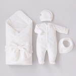 Фотография товара Комплект на выписку 5 предметов KiDi Ришелье, лето, шампань 56 см