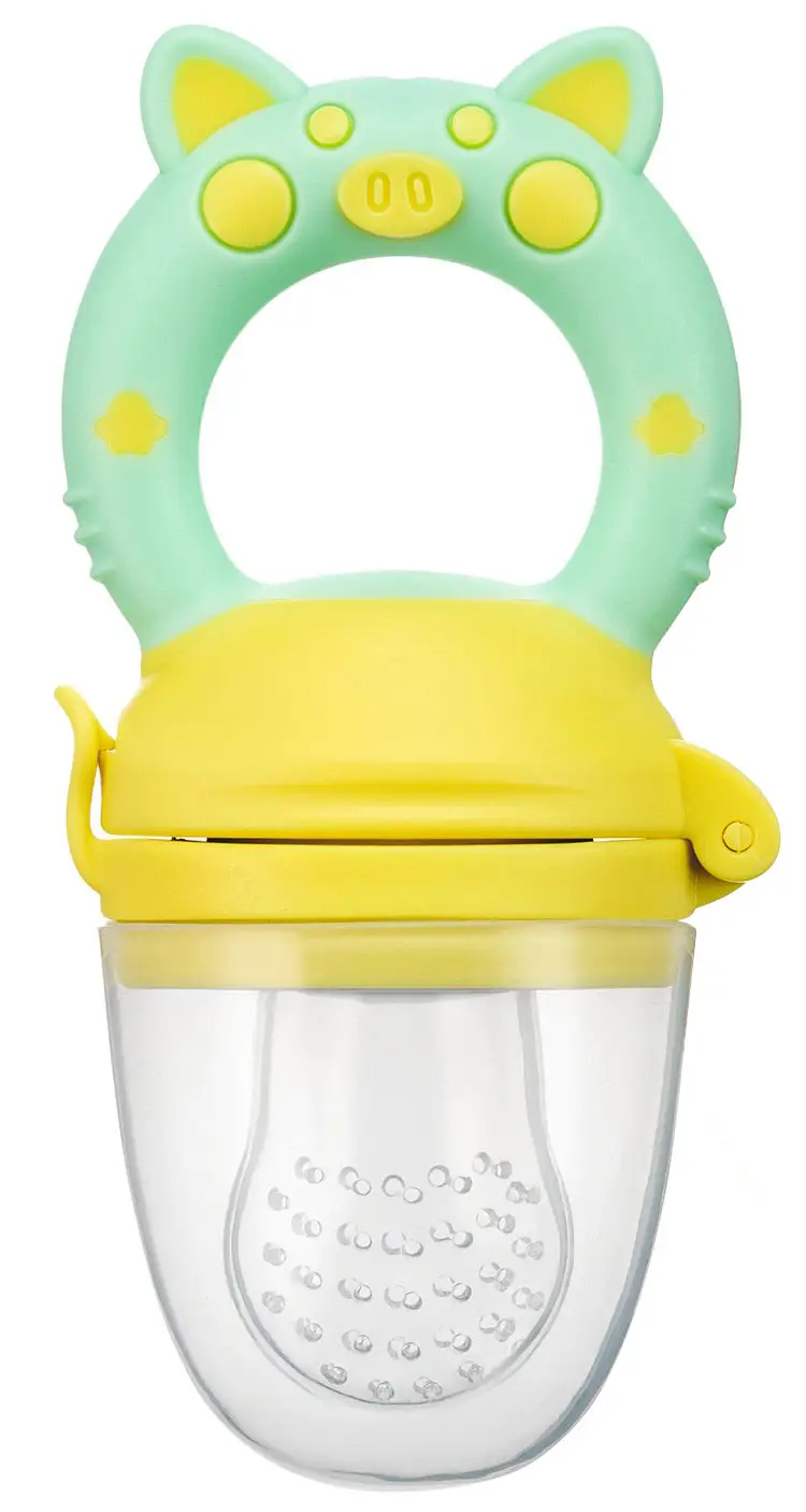 Ниблер для прикорма с силиконовой сеточкой ROXY KIDS Piggy мятно-жёлтый