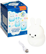 Фотография товара Ночная лампа Bondibon Зайка силикон, 8 цветов, USB зарядка