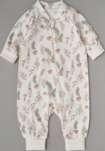 Фотография товара Комбинезон Little Star растущий на молнии Цветочки, птички и клубнички, р. 62, крем