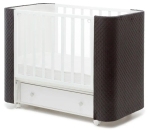 Фотография товара Кроватка детская Островок уюта Фаворит маятник продольный, серый велюр, белый