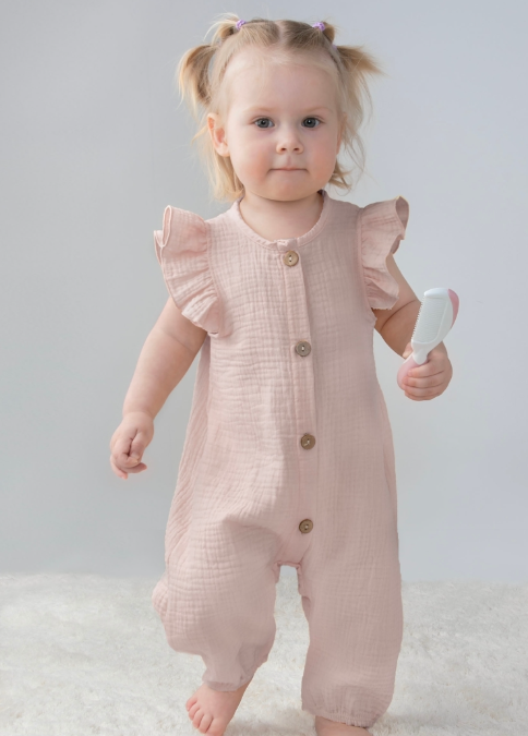 Полукомбинезон с крылышками "Муслин", пудра (р. 20 (рост 62-68 см))