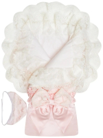 Фотография товара Летний конверт-одеяло на выписку Luxury Baby Милан атлас нежно-розовый с белым кружевом