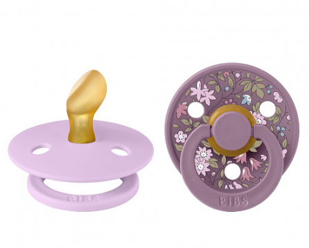 Фотография товара Набор пустышек латекс BIBS Liberty Colour Symm, 2 шт. - Chamomile Lawn-Violet Sky/Mauve, 6+ мес.