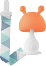 Фотография товара Прорезыватель силиконовый  Грибочек  Roxy Kids с держателем, в футляре, оранжевый