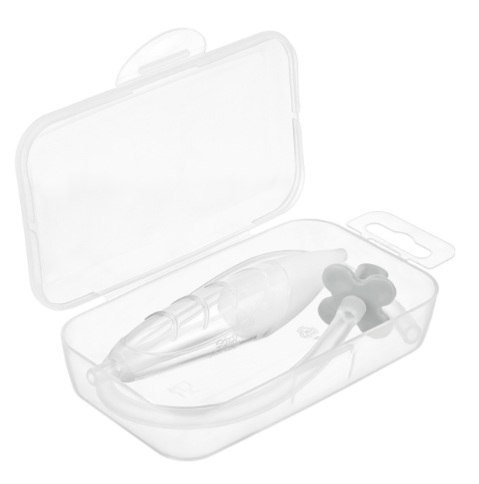 Фотография товара Аспиратор назальный с мягким наконечником в футляре, серый мундштук