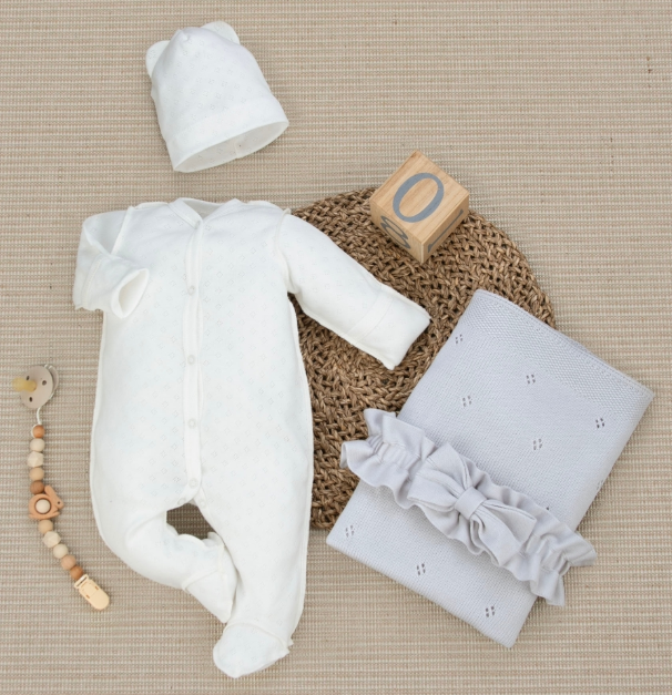 Фотография товара Комплект на выписку 4 предмета "Новый Прованс", жемчуг, лето (р. 16 (рост 50-56 см))