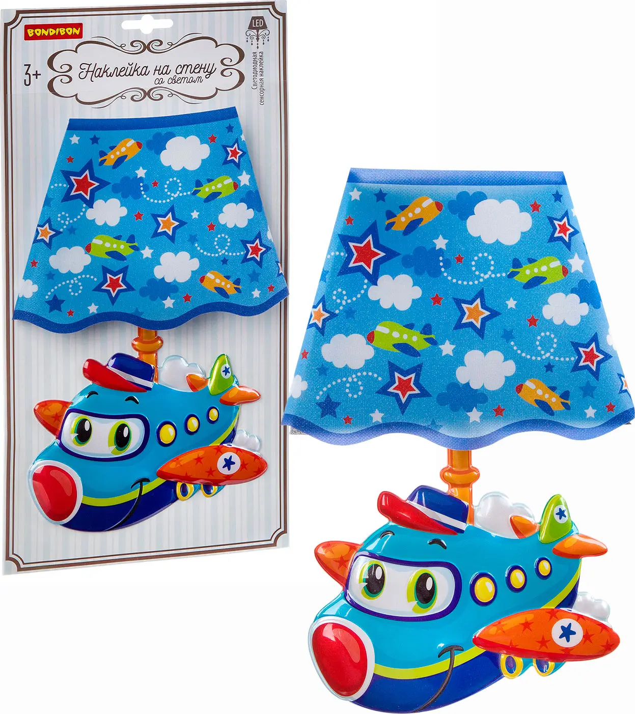 Наклейка со светом Bondibon Самолет сенсорная