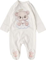 Фотография товара Комбинезон на кнопках Мишка-ангел на облачке, 74 см, интерлок, крем