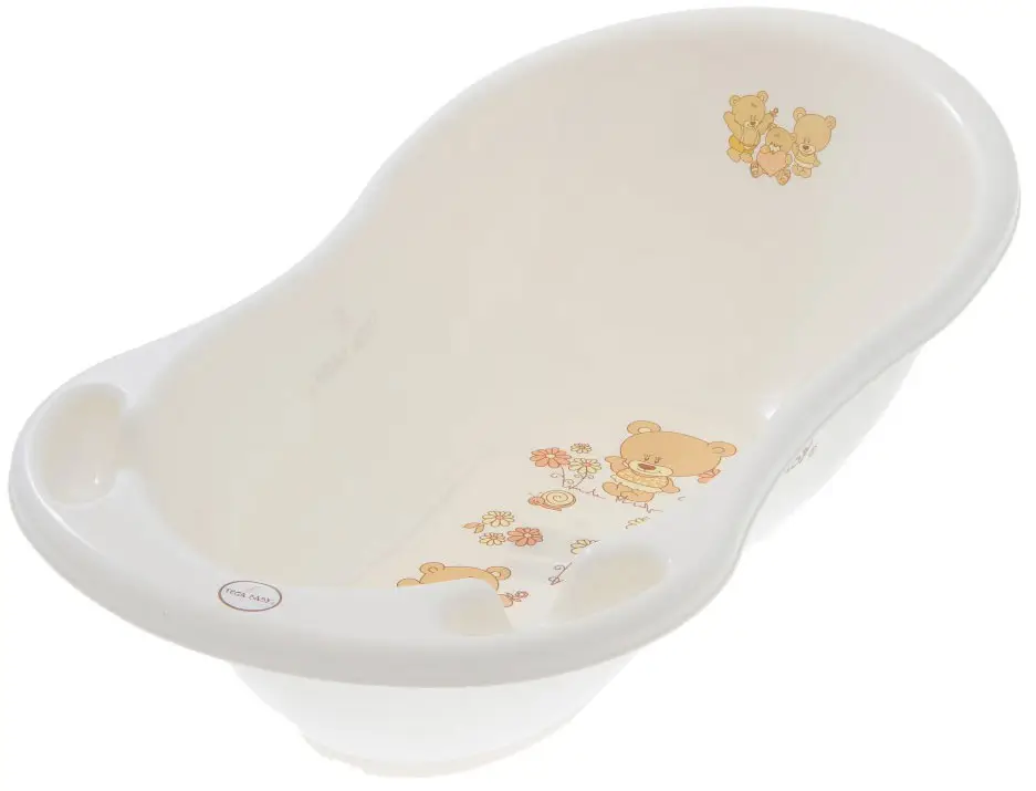 Ванночка Tega Baby 86 см термометр, слив Teddy Мишки Белый жемчуг