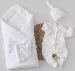 Фотография товара Комплект на выписку 4 предмета KiDi kids Батист шитье, лето, молоко, р. 16, рост 50-56 см