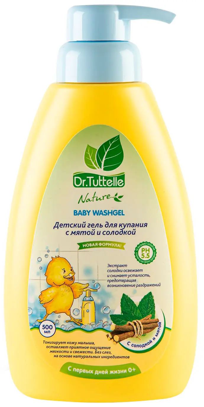 Гель для купания с мятой и солодкой для детей с дозатором Dr.Tuttelle 500 мл