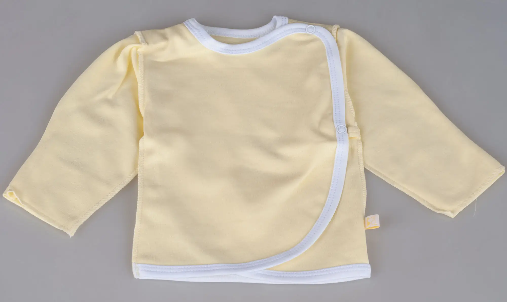 Распашонка Фабрика Бамбук окантовка рукав-клапан желтый, белый 62