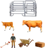 Фотография товара Игрушки фигурки в наборе Masai Mara серии На ферме, 7 предметов, рыжая корова, теленок, фермер, ограждение
