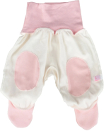 Фотография товара Ползунки на рибане Фабрика Бамбук внш нашивки розовый, молочный 74
