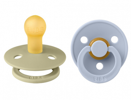 Набор пустышек латексных BIBS Colour, 2 шт. - Khaki/Dusty Blue, 0+ мес.