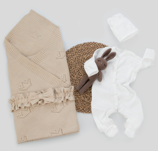 Фотография товара Комплект на выписку 4 предмета "Новый Бристоль", светло-бежевый, лето (р. 16 (рост 50-56 см))