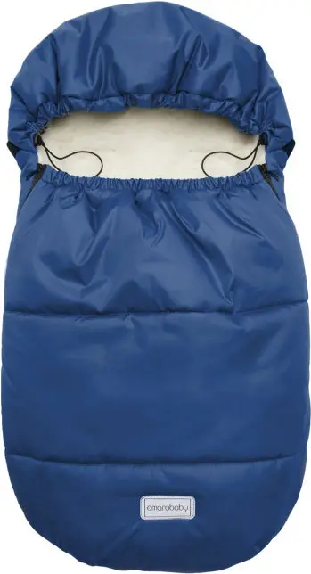 Конверт зимний меховой Amarobaby Snowy Travel, 85 см, тёмно-синий