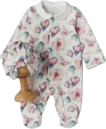 Фотография товара Комбинезон+чалма Little Star Бабочки с цветами, крем, (62)