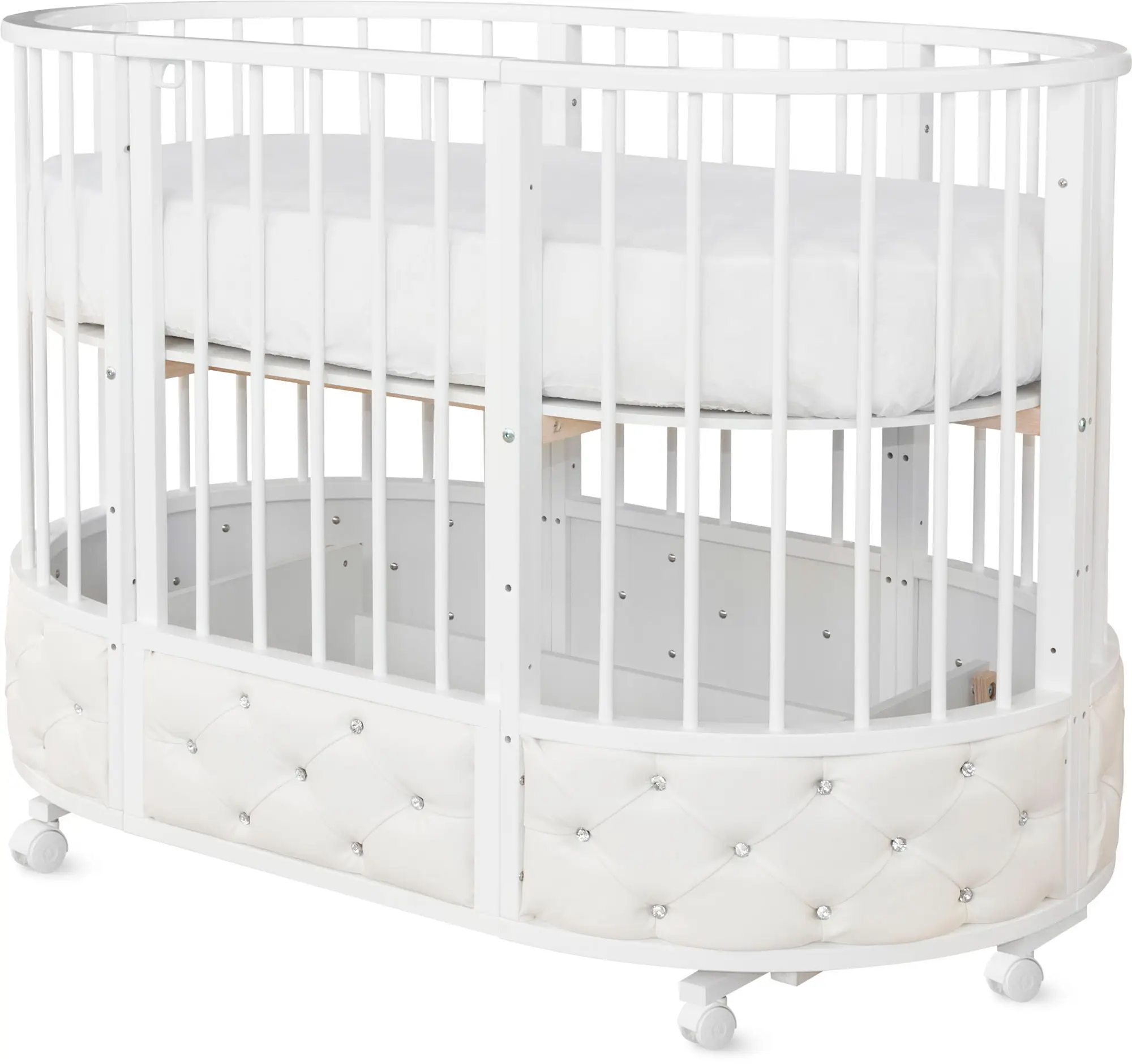 Кроватка детская Островок уюта EVA VIP маятник, экокожа белый