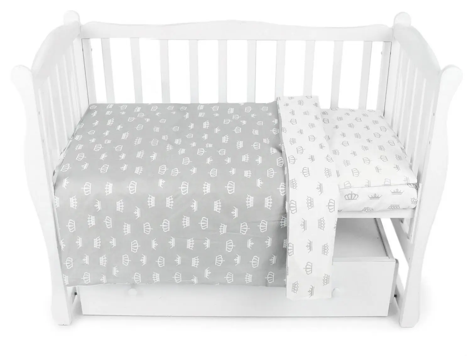 AmaroBaby комплект в кроватку Baby Boom Короны серый, бязь 3 предмета