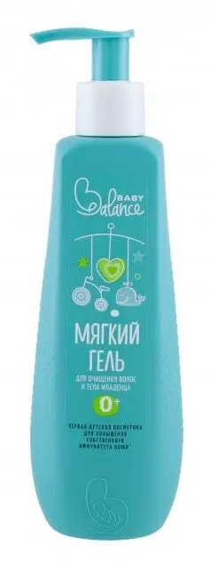 Мягкий гель для очищения волос и тела младенца Baby Balance, 250 мл, AQA baby