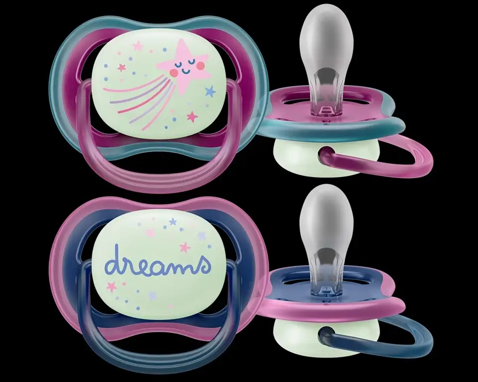 Пустышка силиконовая ночная Philips Avent Ultra Air SCF376/14 2шт 6м+