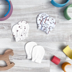 Фотография товара Рукавички антицарапки Mjolk Кляксы/Экрю/Хлопок