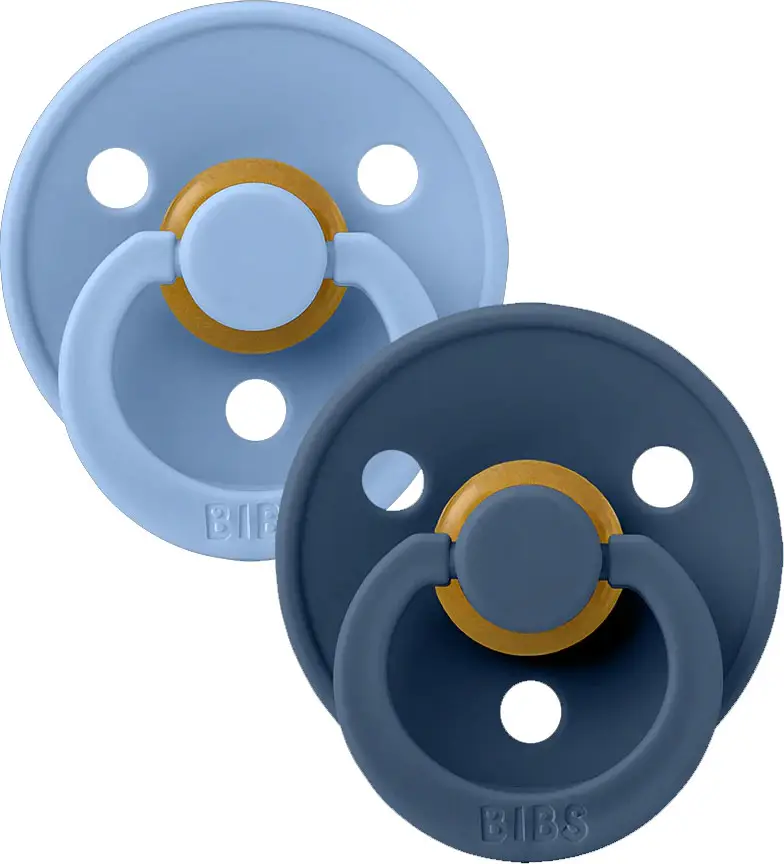 Набор пустышек латексных Bibs Colour, Sky Blue/Steel Blue, от 6 месяцев, 2 шт