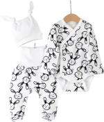 Фотография товара Комплект Baby boom для новорожденных зайцы на белом-белый 56