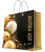 Фотография товара Бумажный пакет с ламинацией Феникс презент Золотые шары