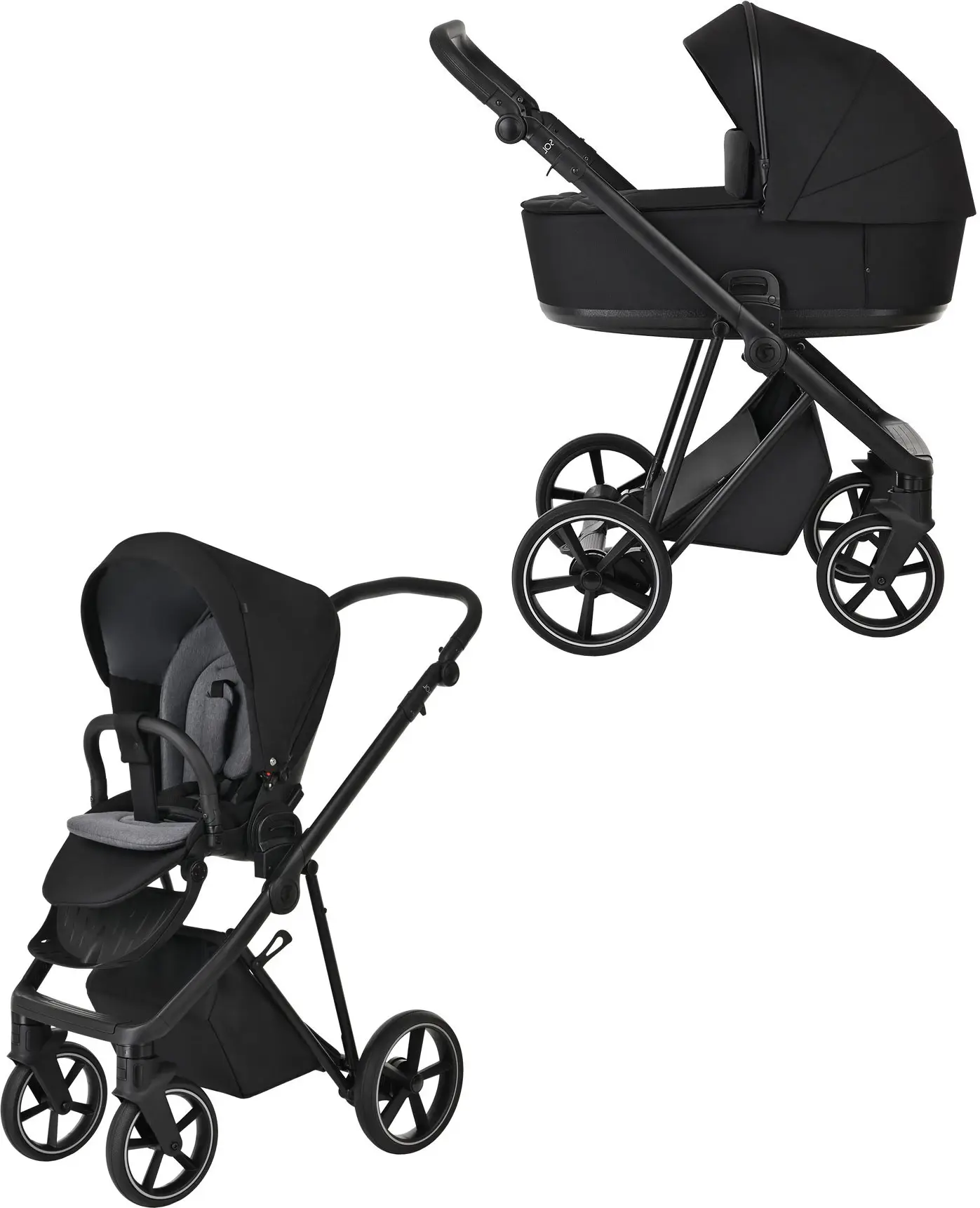 Коляска 2 в 1 Roan Sol короб, прогулка True Black/Black/ручка чёрная