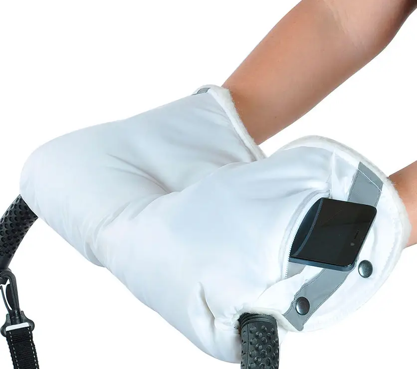 Муфты для коляски BamBola с карманом на молнии белая