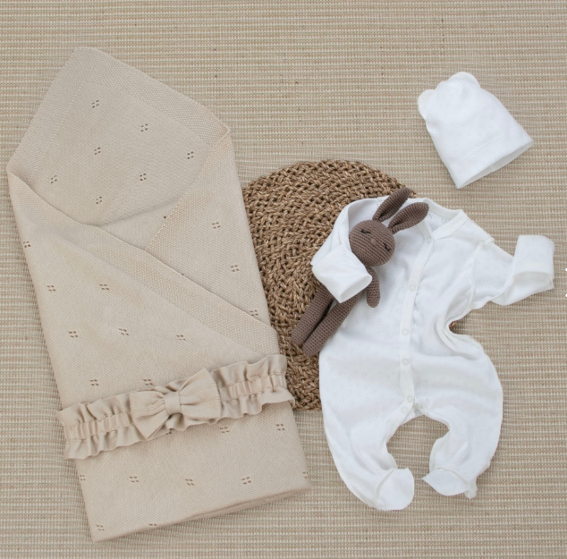 Фотография товара Комплект на выписку 4 предмета "Новый Конфетти", бежевый, лето (р. 16 (рост 50-56 см))