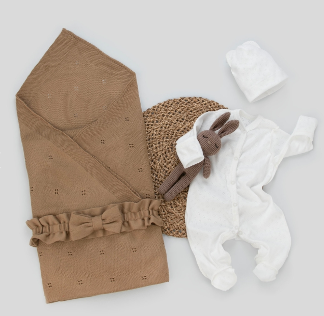 Фотография товара Комплект на выписку 4 предмета "Новый Прованс", капучино, лето (р. 16 (рост 50-56 см))