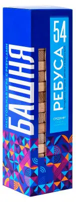 Настольная игра дженга Mega Toys Башня с ребусами 54 элемента, в коробке