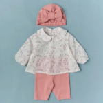 Фотография товара Кофточка, лосины, шапочка-чалма Little Star Веточки крем, сухая роза 68