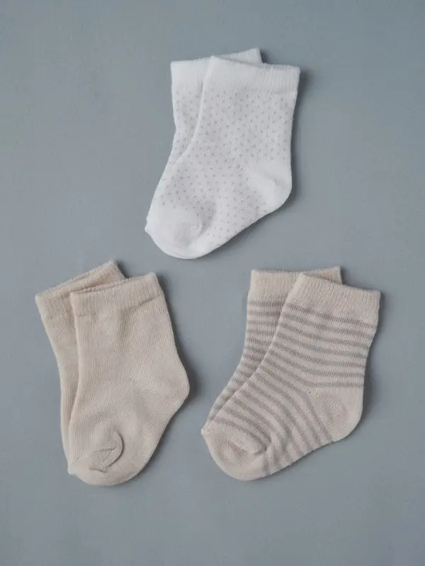 Носочки тонкие Little Star Ассорти полоски серый+белый 3 пары 7-9 см