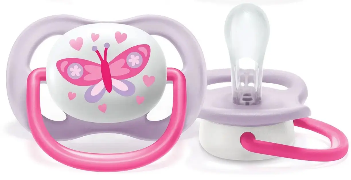 Пустышка Philips Avent Ultra air Lime для девочек, с бабочкой