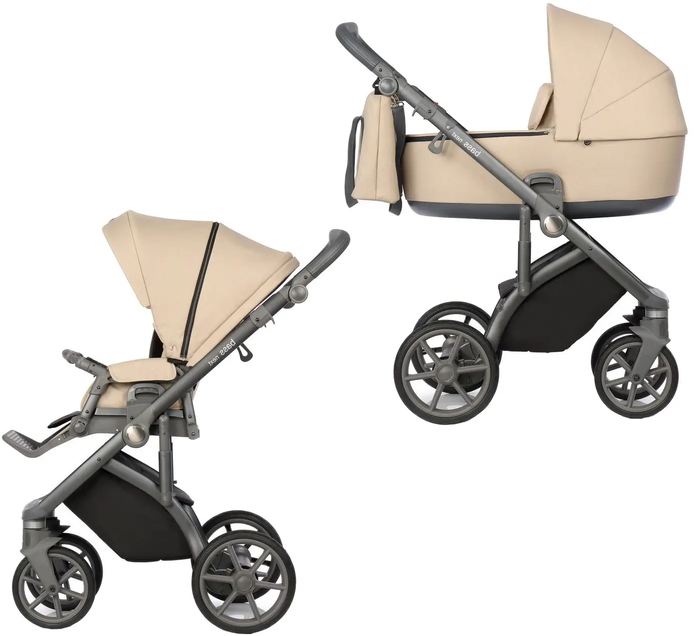 Коляска Roan Bass Next 2 в 1 Nougat Grey, ручка серая