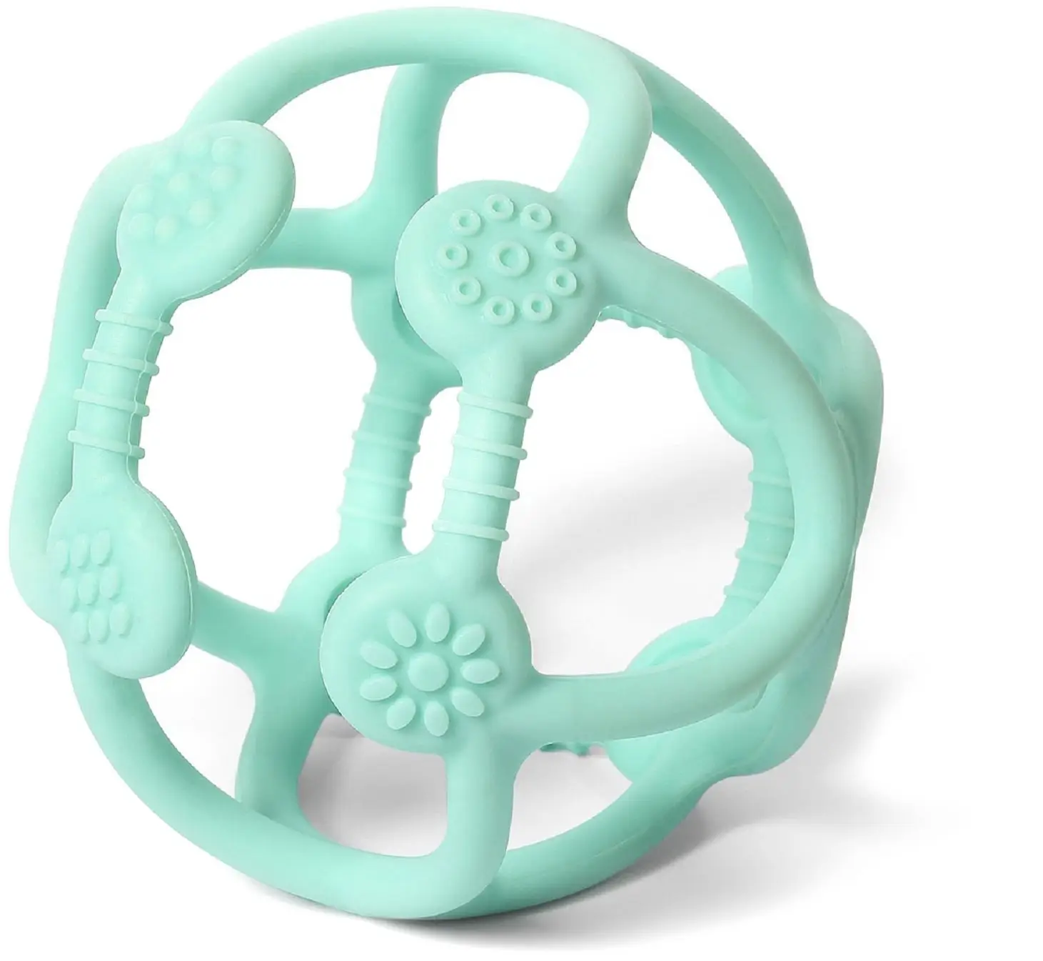 Прорезыватель силиконовый BabyOno серия Оrto мячик мята