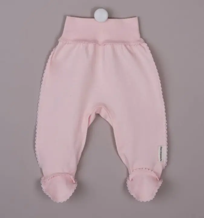 Ползунки на широкой резинке (дутыши) органик Наследник Выжанова интерлок однотонный, вышивка, розовый 62