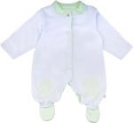 Фотография товара Комбинезон стойка нашивки Фабрика Бамбук белый салатный 68